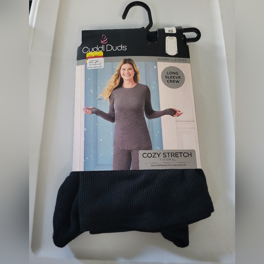 Cuddl Duds Women's CozyStretch Thermal Long Sleeve Crew Black